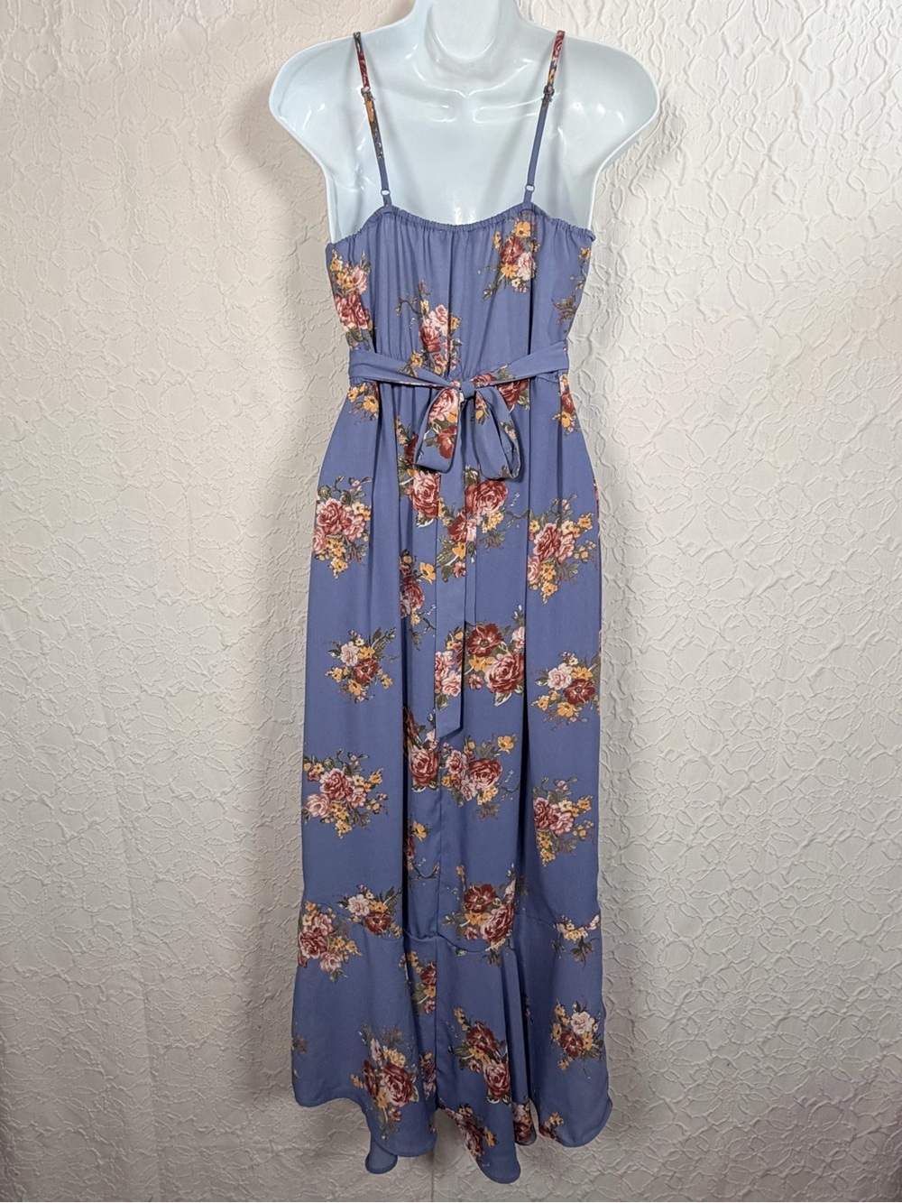 Inspired Hearts Floral Wrap Ruffle Dusty Blue Sz M - Picture 6 of 13